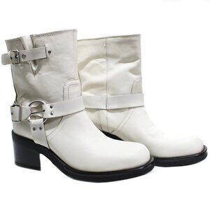 Kenneth Cole New York Stride Motorcycle Boot Whitecap Leather Natural 9M NIB